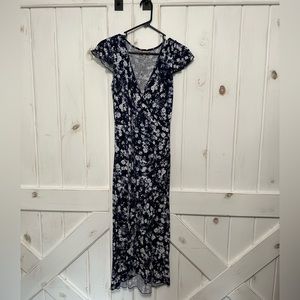 Cute Juicy Couture Summer Maxi Dress Blue with Floral Print